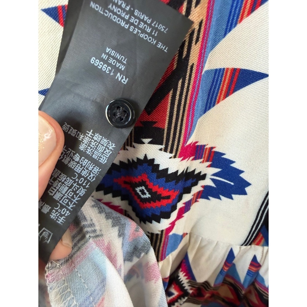 The Kooples XL Geometric Southwestern Print Tiered Maxi Dress Multicolor Viscose - Picture 5 of 8